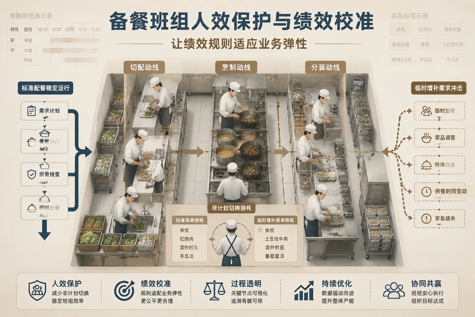团餐项目点临时增补冲击标准配餐时,备餐班组人效保护与绩效校准路径(2026年版)