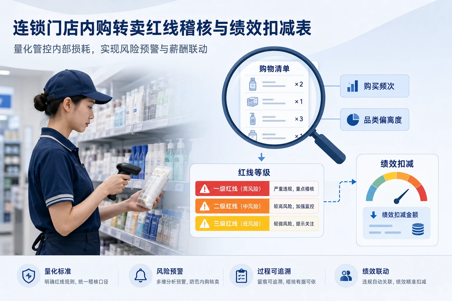 连锁门店内购转卖红线稽核与绩效扣减表