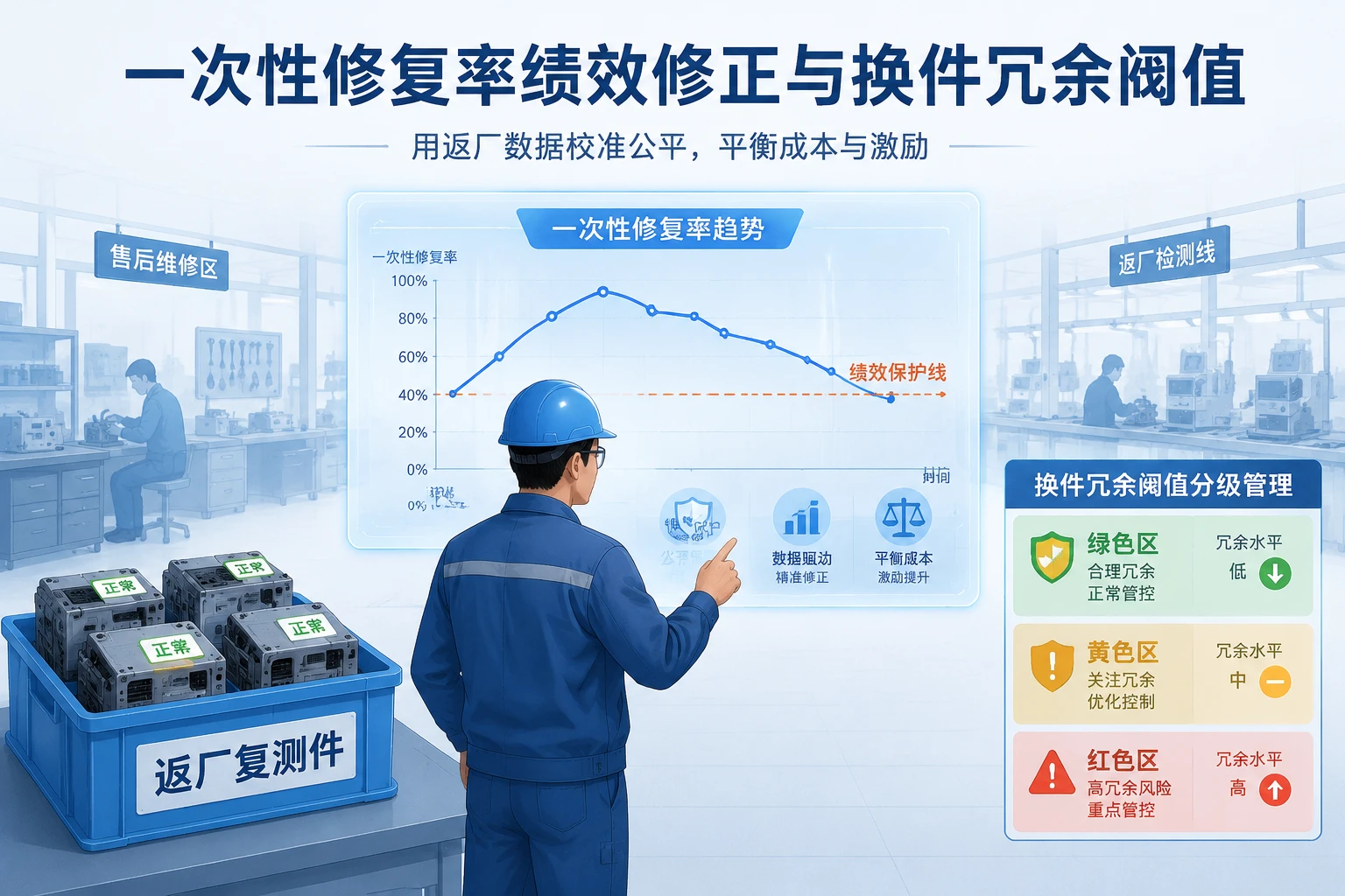 2026年旧件复测正常时一次性修复率绩效修正与换件冗余阈值表
