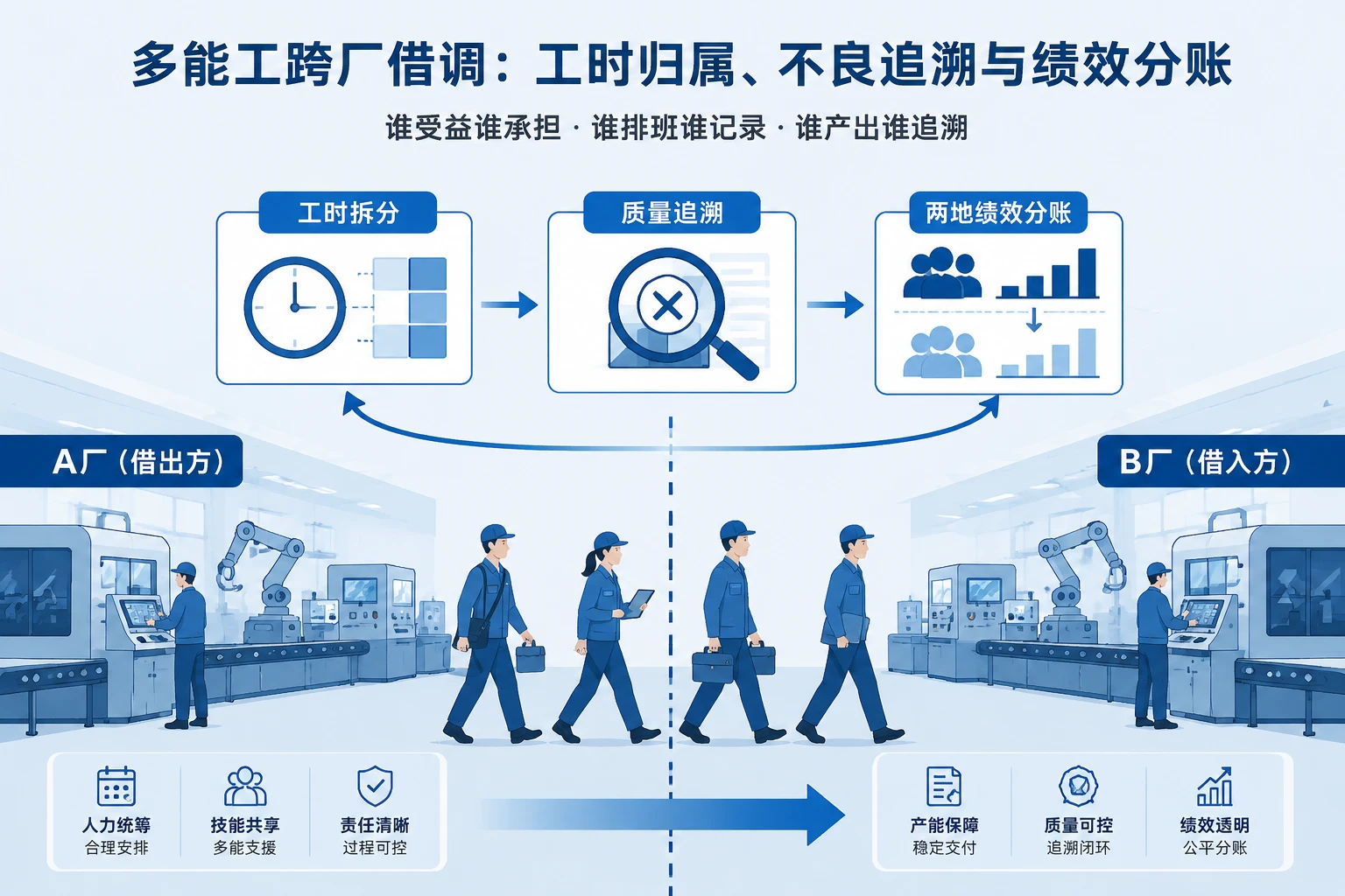 2026年多能工跨厂借调：工时归属、不良追溯与两地绩效分账方案
