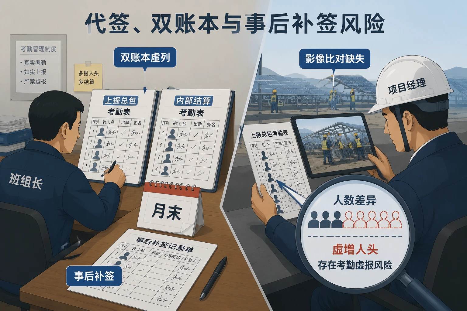 2026年光伏EPC出勤唯一码当日锁定与虚报扣减模板