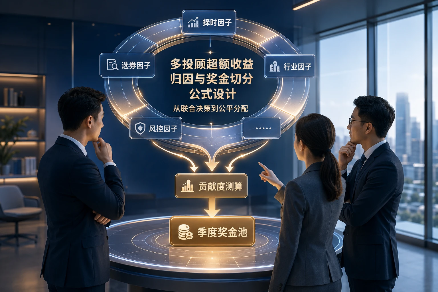多投顾共管账户超额收益归因与季度奖金切分公式设计