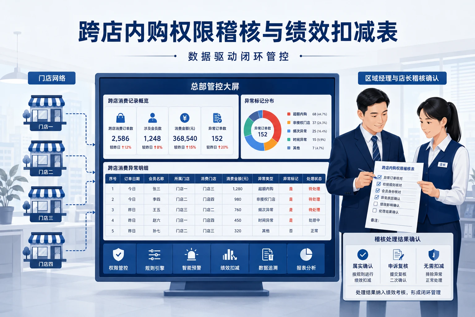 连锁门店跨店内购权限稽核与绩效扣减执行表
