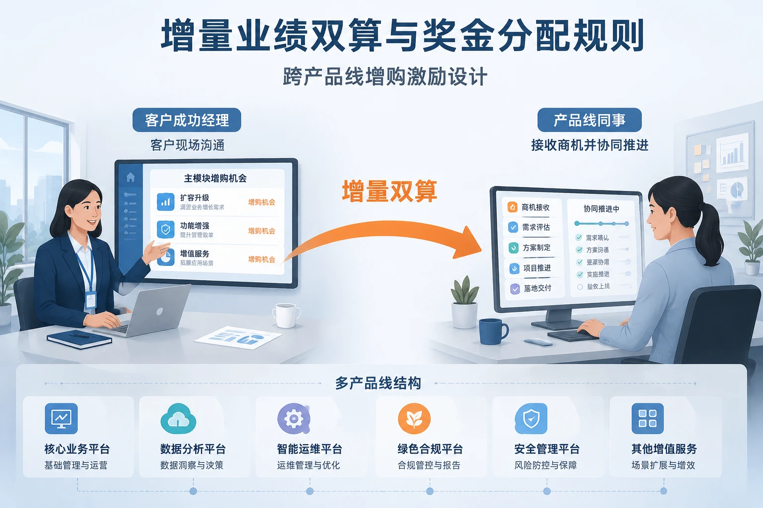 2026年客户成功跨产品线增购业绩双算与奖金分配规则