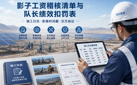 2026年光伏EPC影子工资虚签稽核清单与施工队长绩效扣罚表（含现场实操模板）