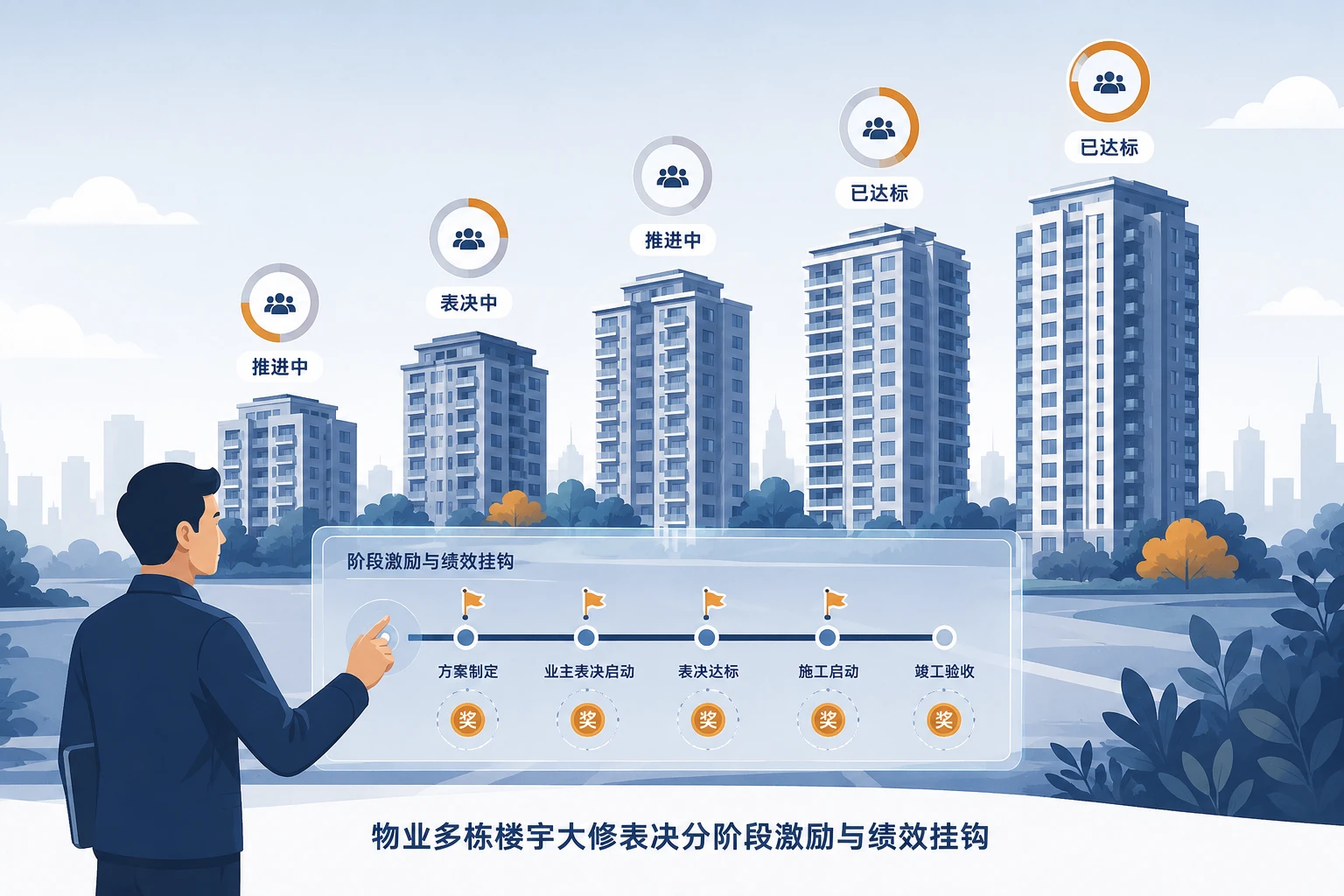 物业多栋楼宇大修表决分阶段激励与绩效挂钩（2026年版）