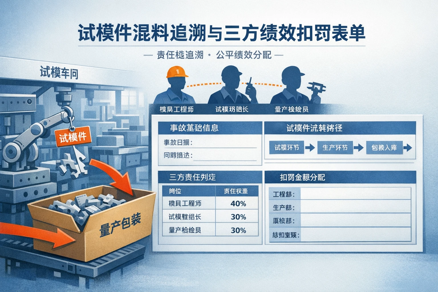 试模合格件混入量产批次的追溯流程与三方绩效扣罚责任表单