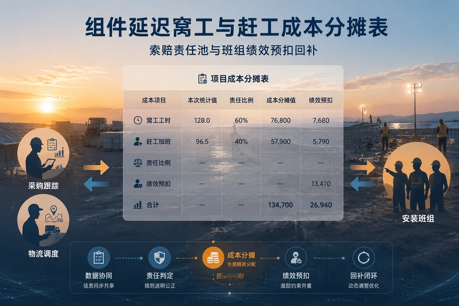 2026年组件延迟窝工与赶工加班成本分摊及绩效对冲执行表