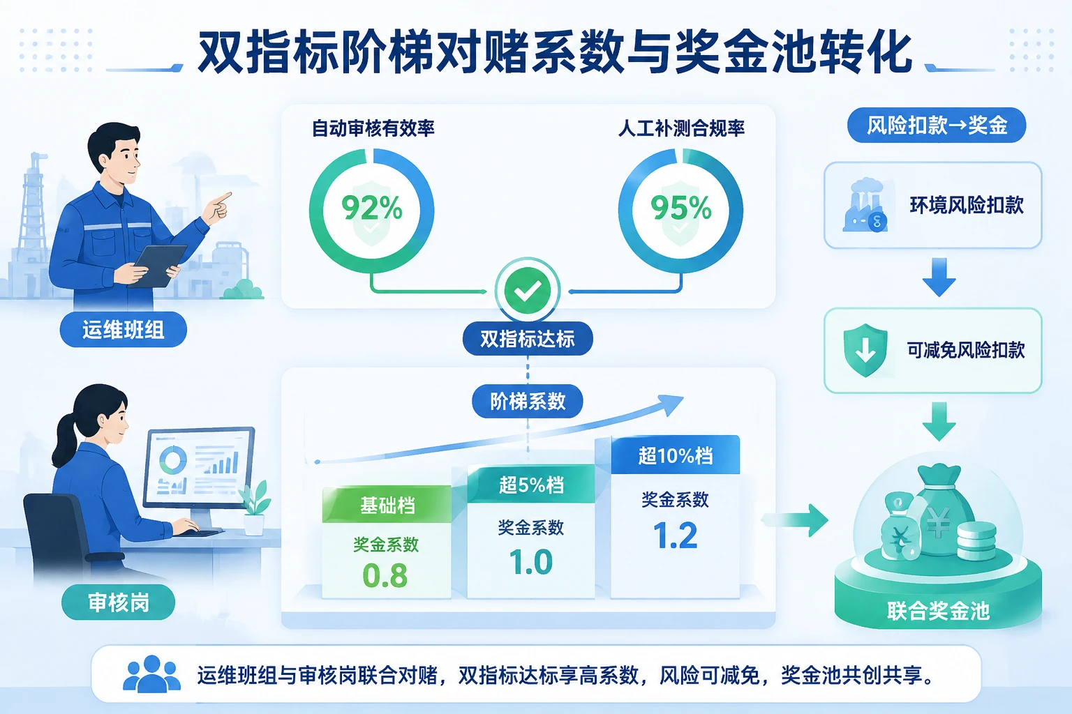 环保监测运维班组与审核岗数据达标阶梯对赌奖金系数设计