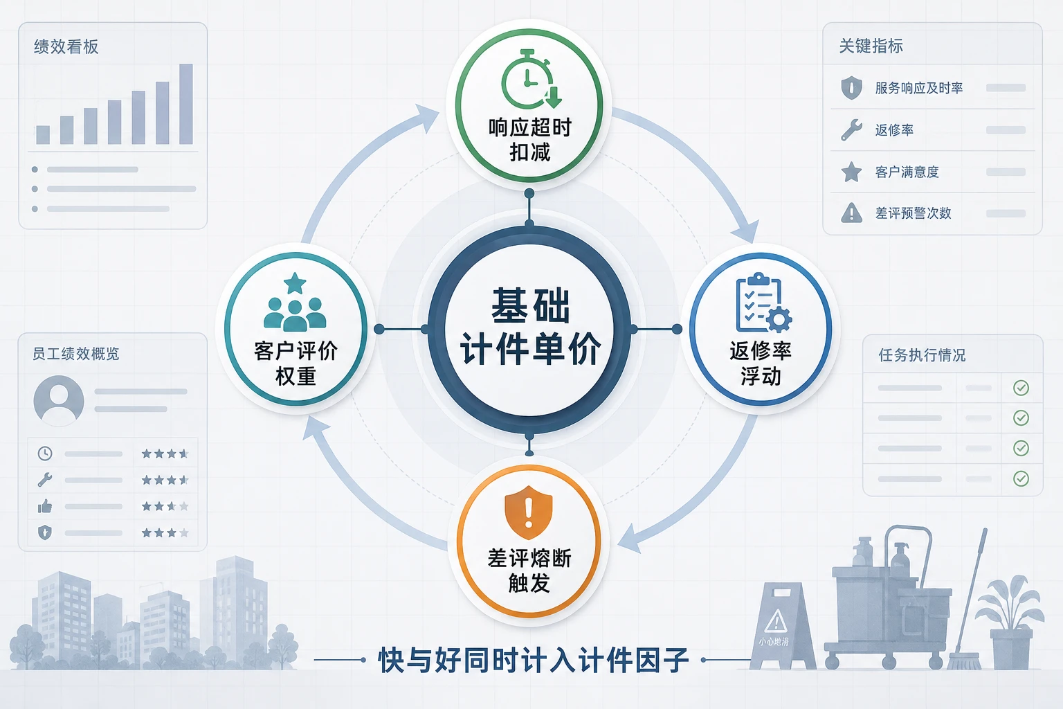 2026年物业维修工单响应超时与返修率双重考核与差评熔断表