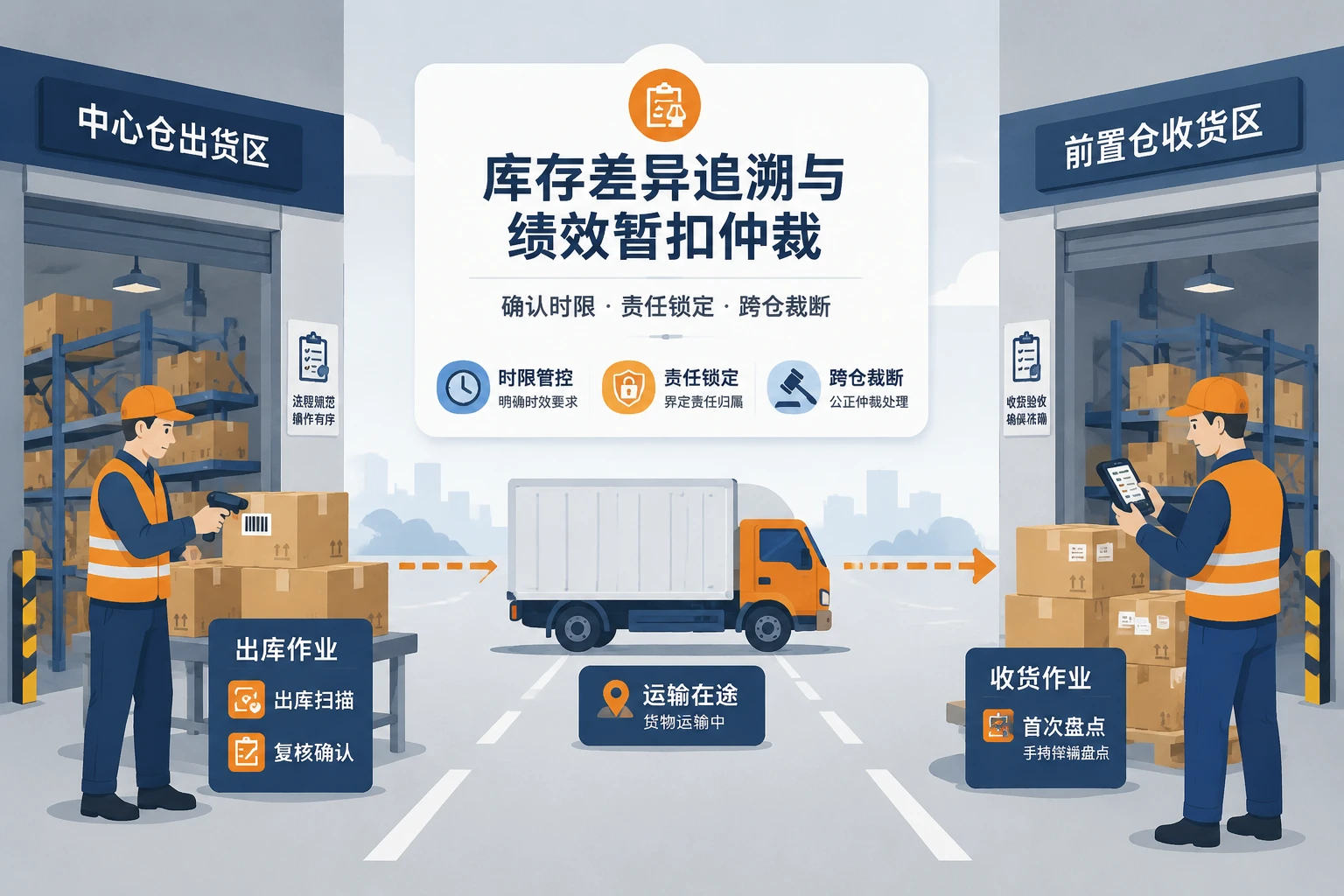 前置仓-中心仓库存差异追溯与绩效暂扣责任仲裁表