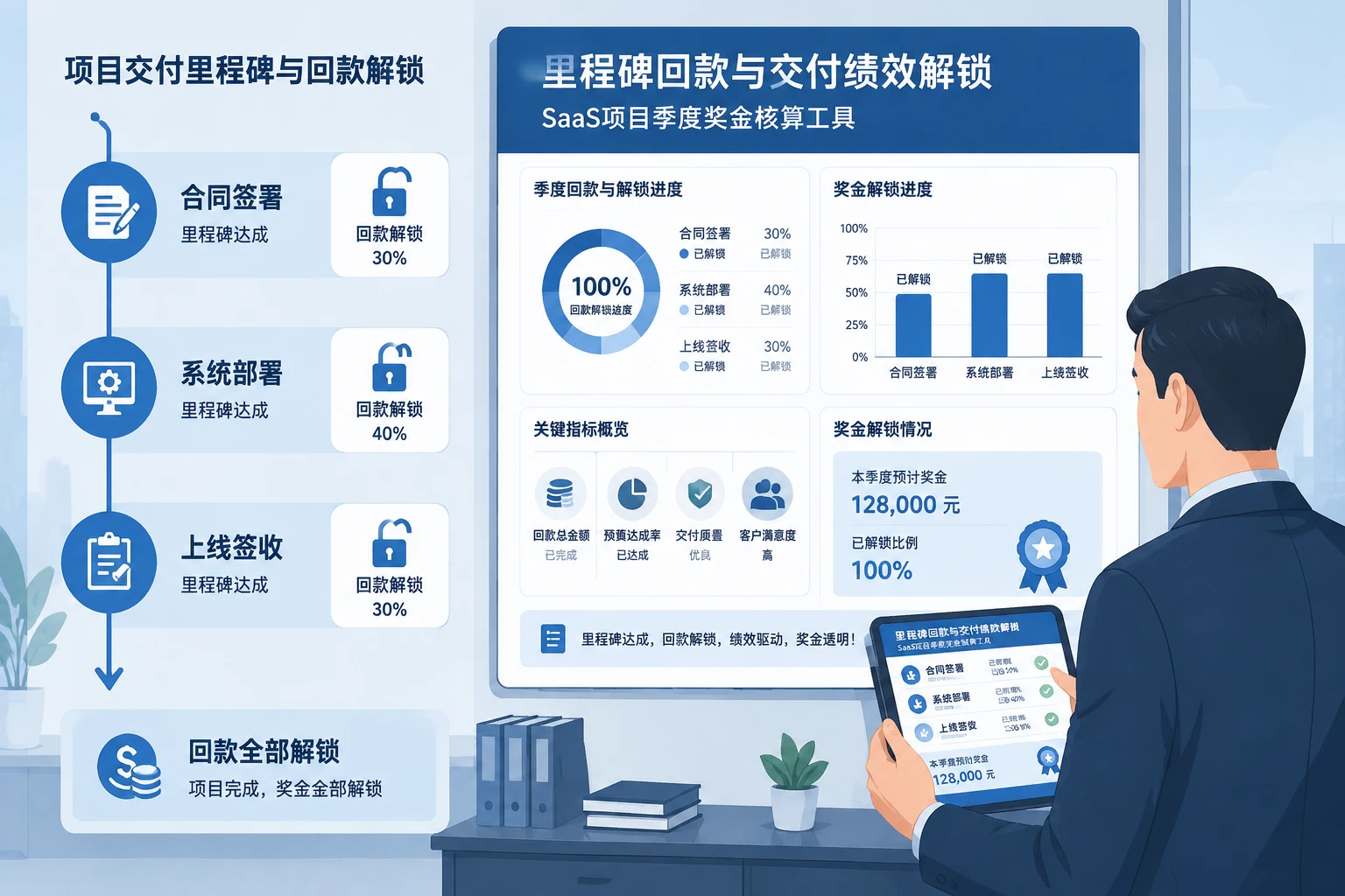 2026年SaaS实施交付项目里程碑回款与交付经理绩效解锁表