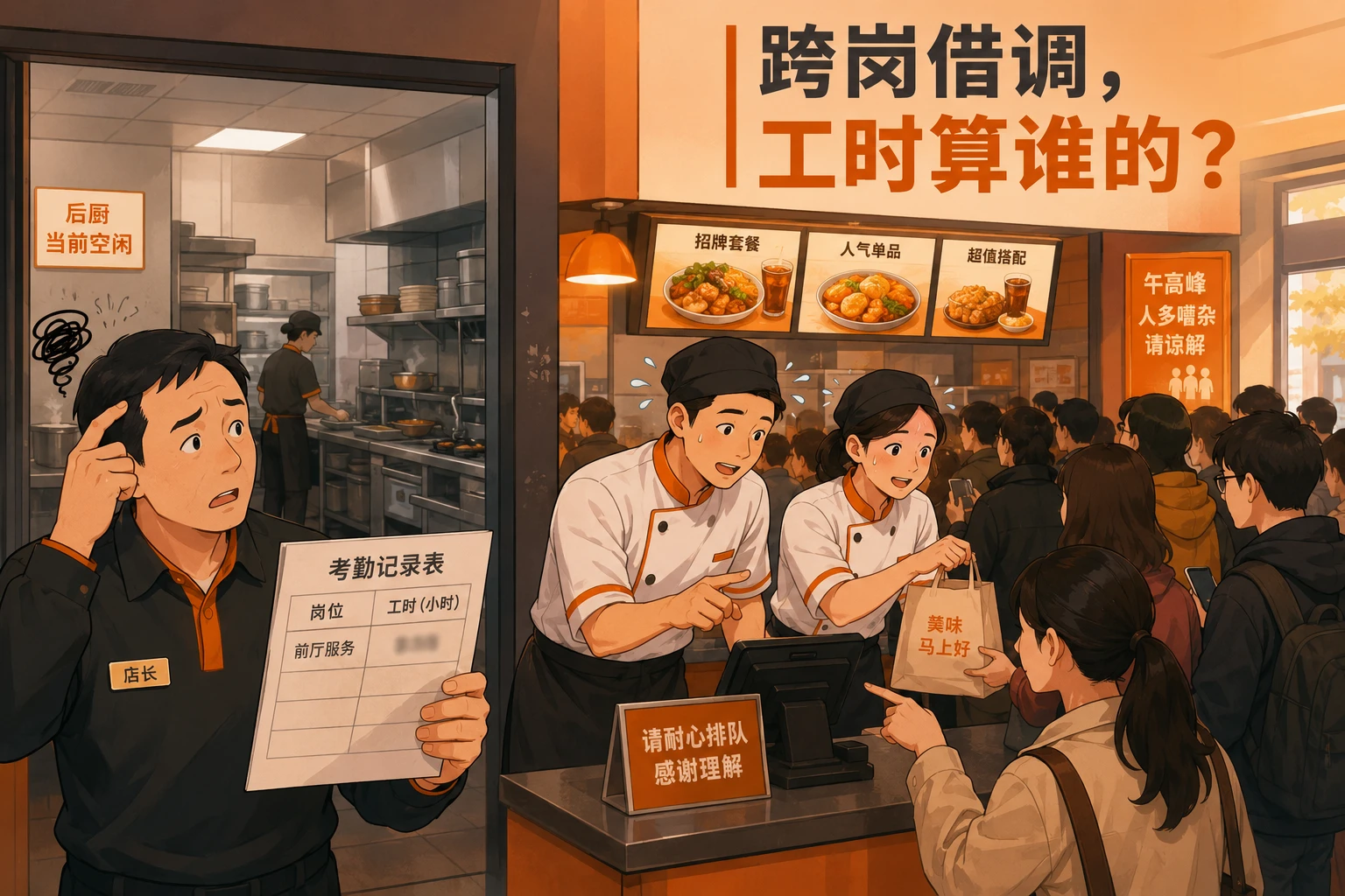 2026年连锁餐饮共享用工跨岗工时拆分与班组绩效包核算表