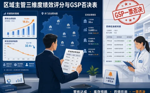 区域主管绩效考核模板：营收·损耗·药师在岗三维度与GSP违规连坐熔断