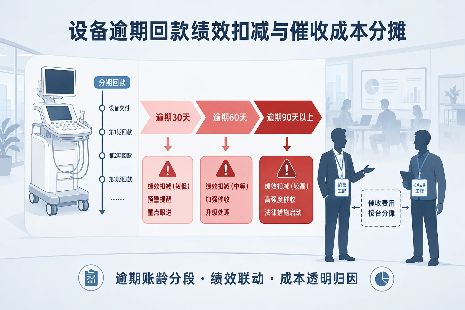 医疗器械设备分期逾期绩效扣减与催收成本分摊模板（2026年版）