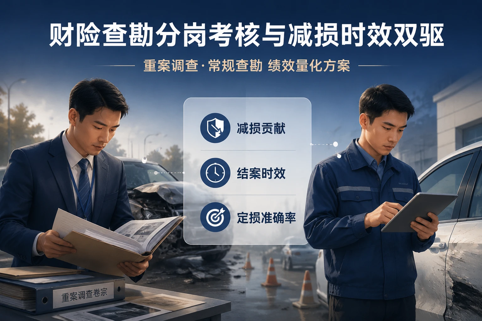 财险查勘分岗考核与减损时效双驱模板