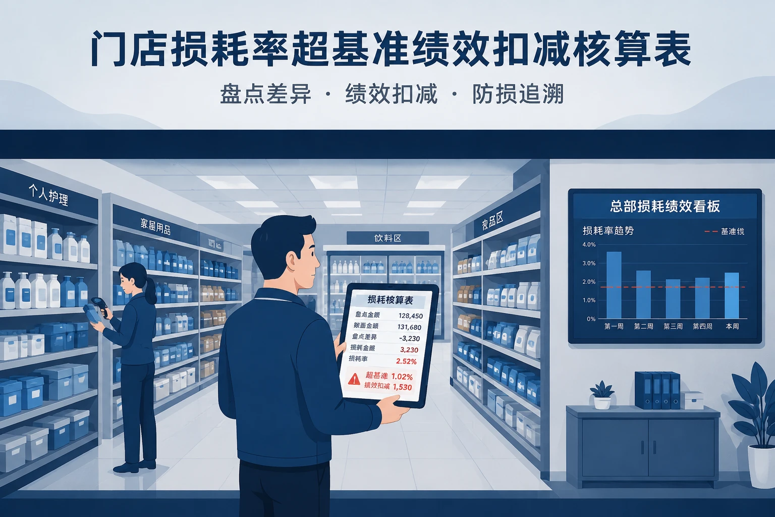 2026年连锁零售门店损耗率超基准值绩效扣减核算表