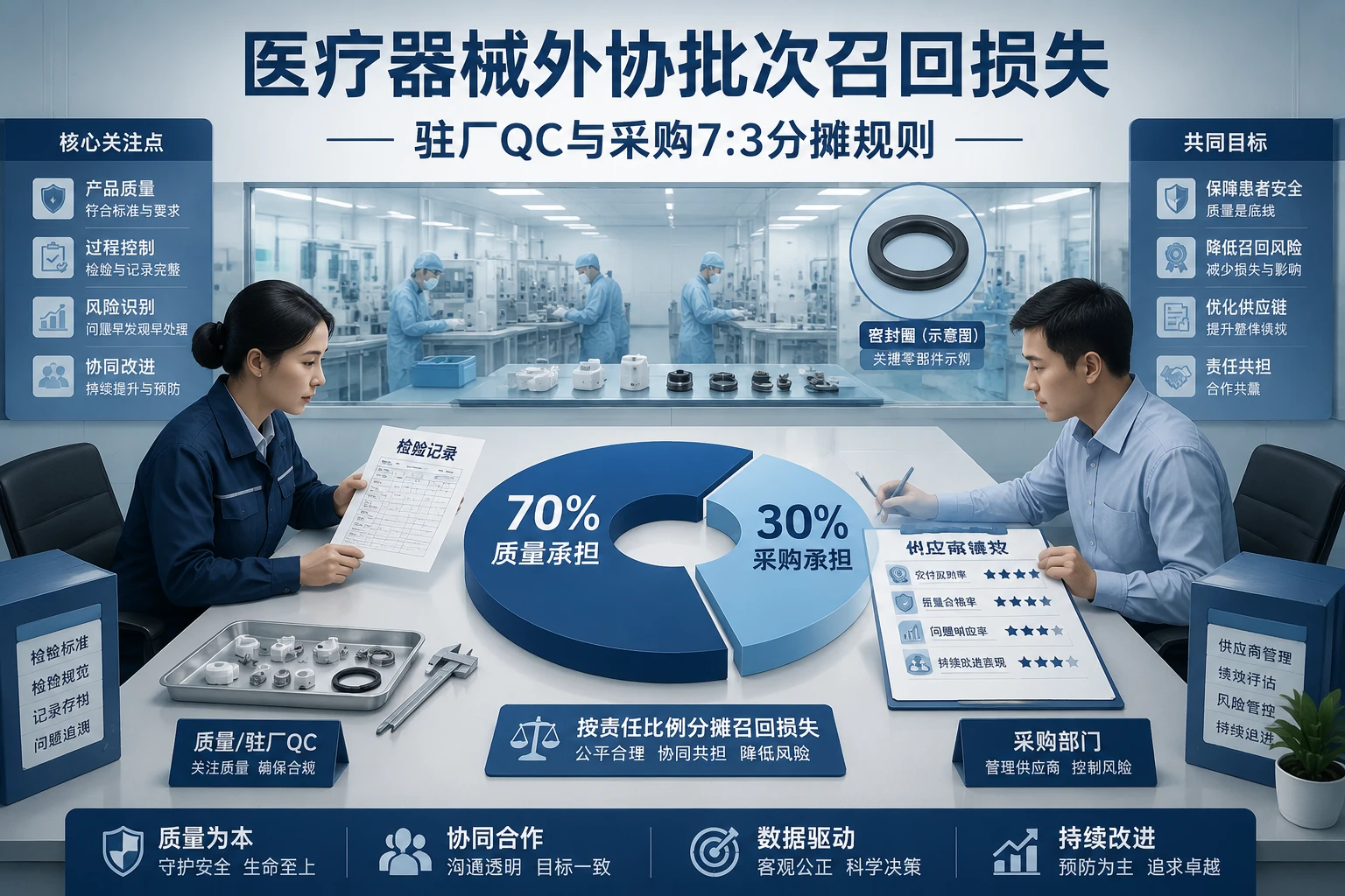 医疗器械外协批次召回损失驻厂QC与采购7:3分摊规则