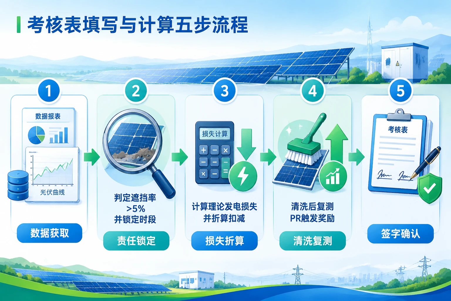 光伏运维班组组件清洁度与发电损失共担考核表