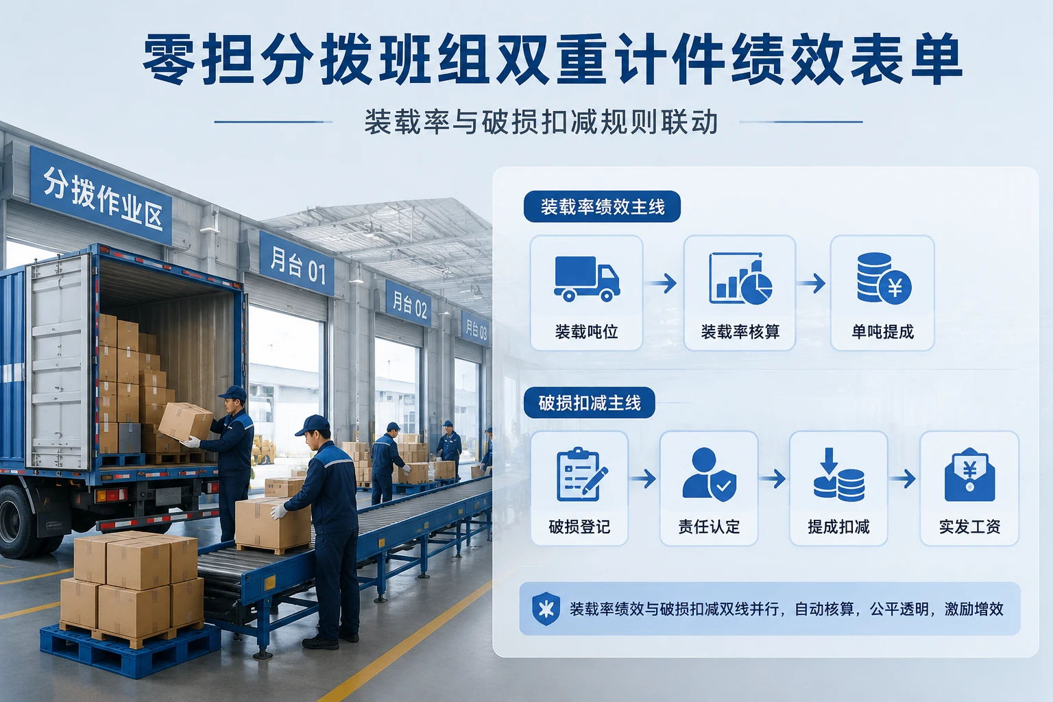 零担分拨班组双重计件绩效表单:装载率与破损扣减规则(2026年版)