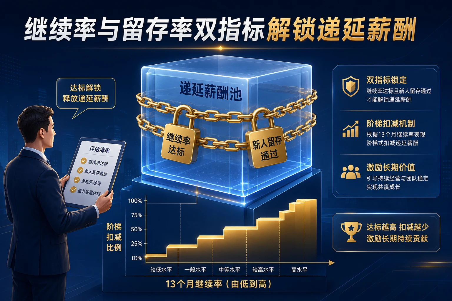 2026年保单继续率与新人留存双重约束的主管递延薪酬设计