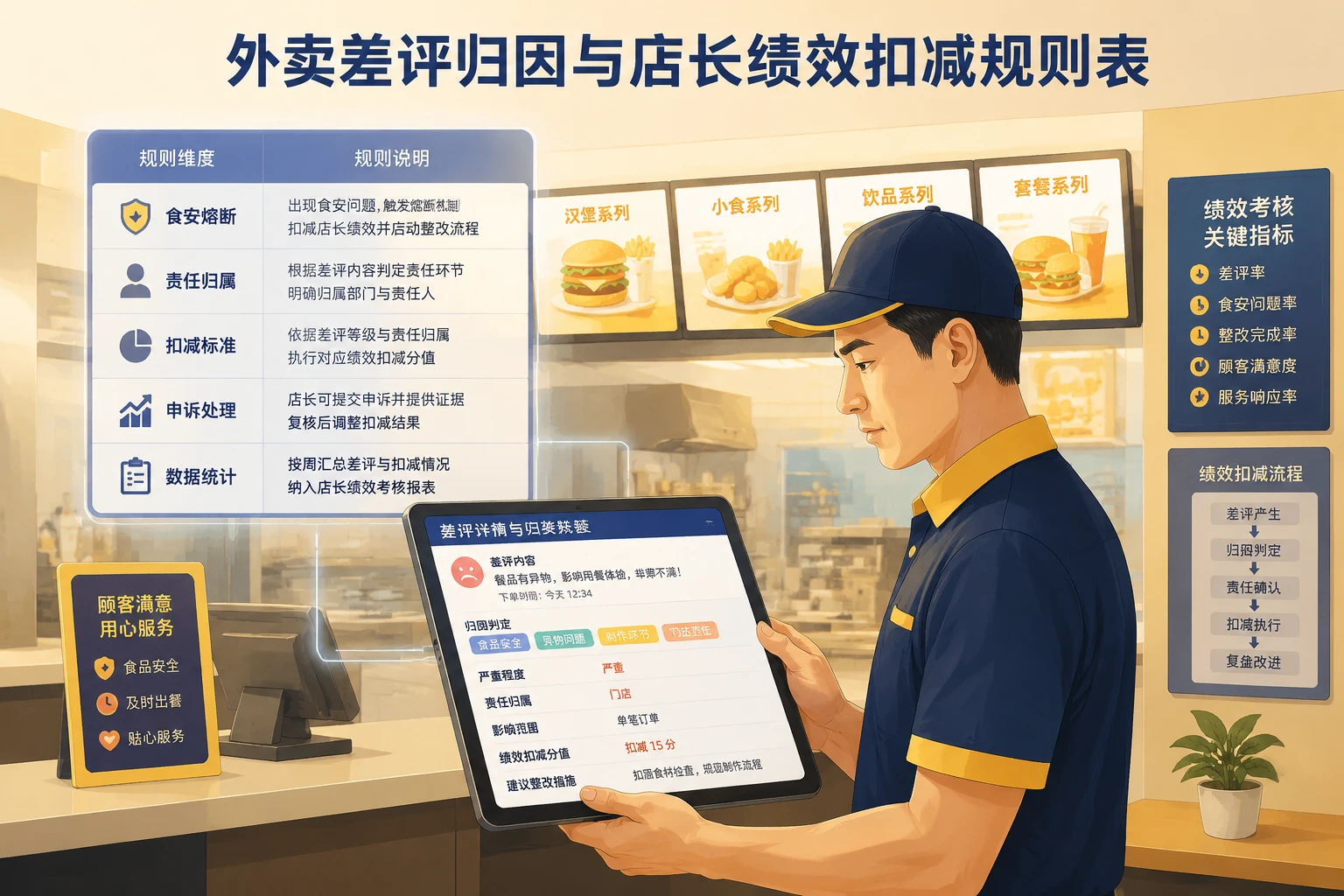 连锁快餐外卖差评归因与店长绩效扣减规则表（2026年版）