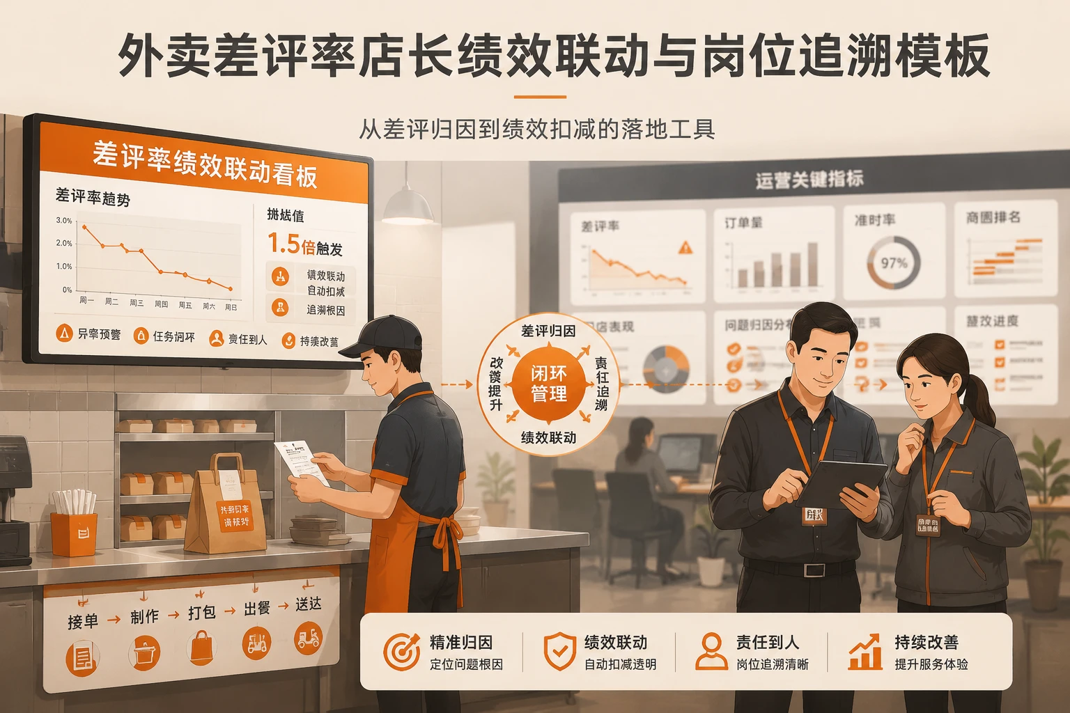 连锁快餐外卖差评率店长绩效联动与岗位追溯模板(2026年版)