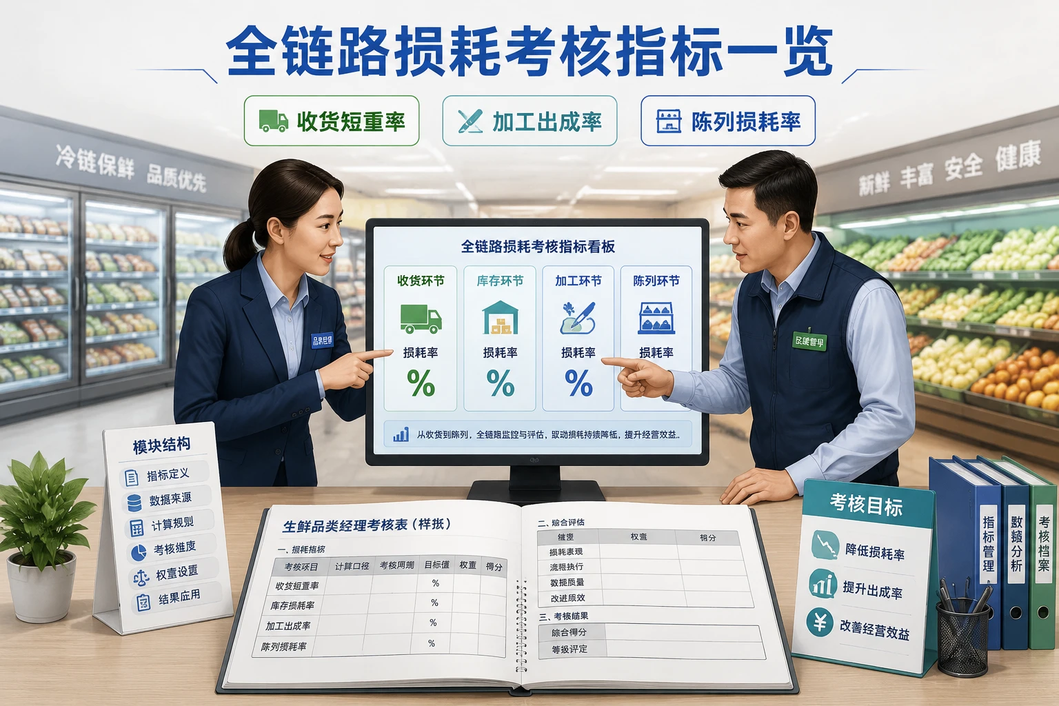 连锁门店生鲜品类经理损耗共担考核表与奖金浮动规则(2026年版)