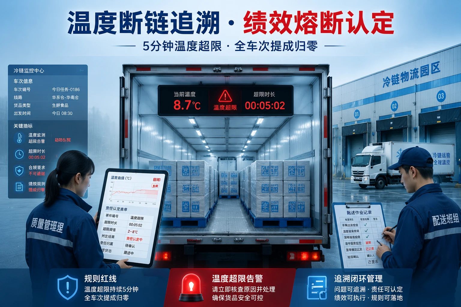 冷链配送班组温度断链追溯与绩效熔断责任认定表