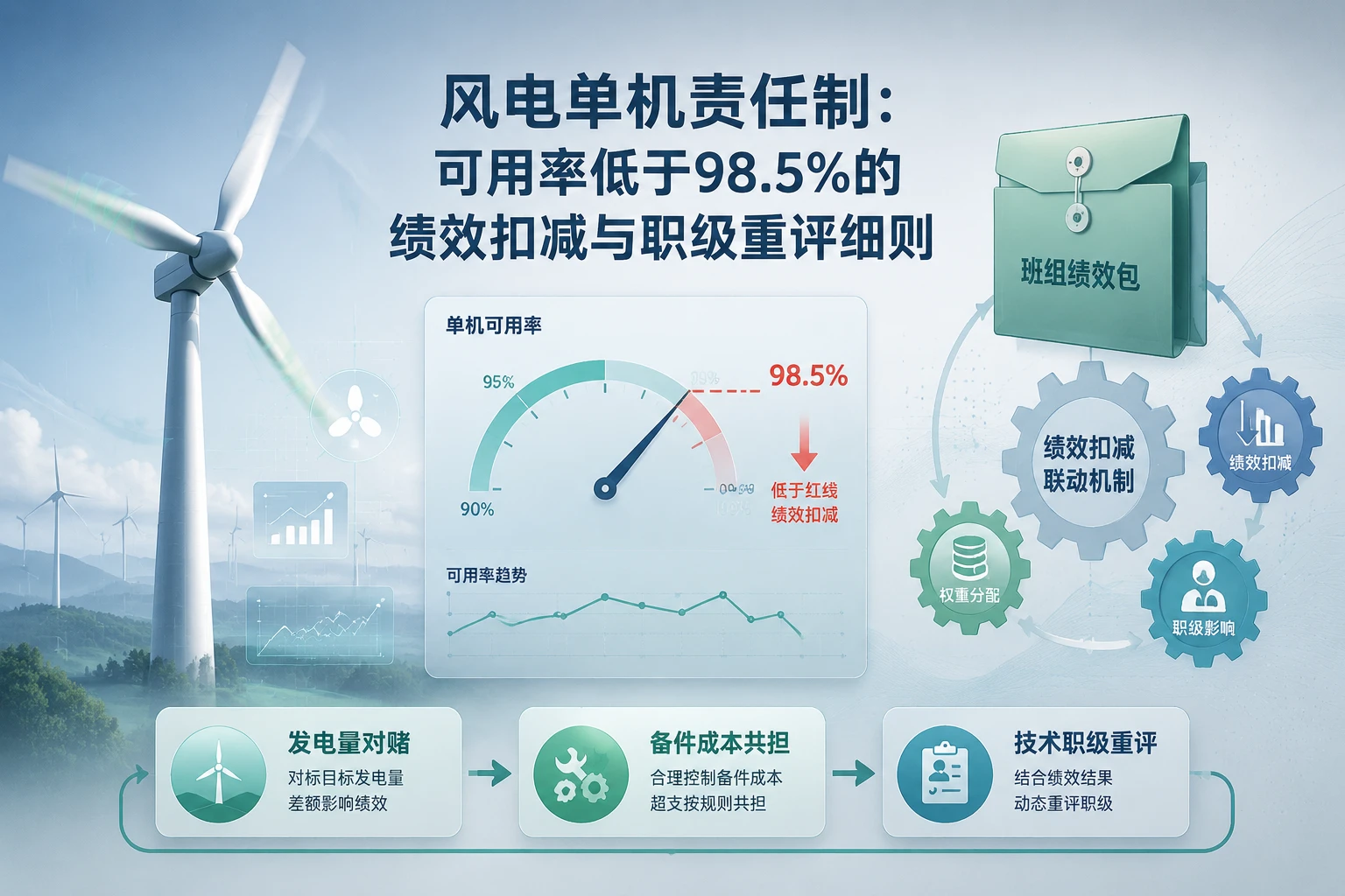 风电单机责任制：可用率低于98.5%的绩效扣减与职级重评细则（2026年版）
