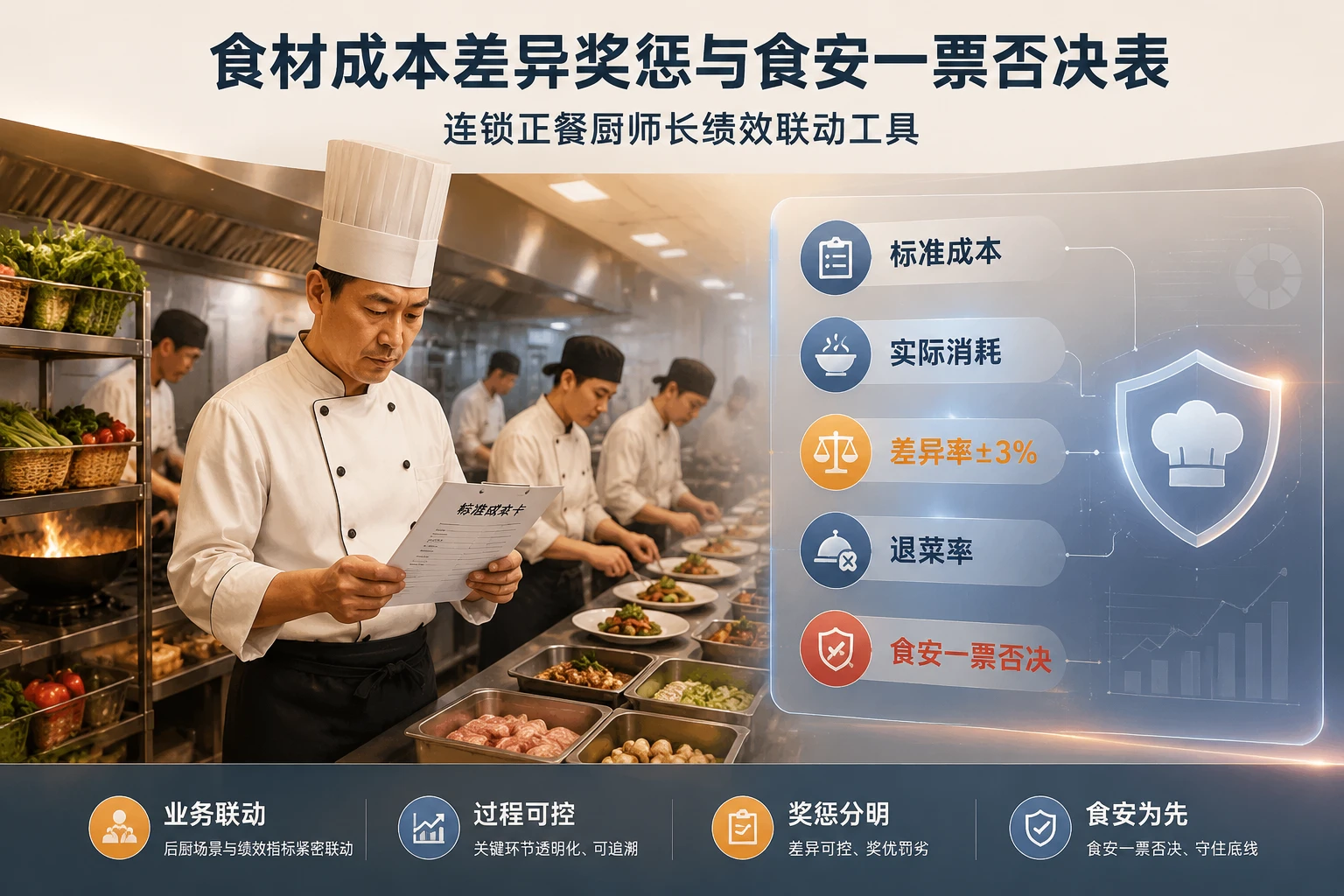 连锁正餐厨师长食材成本率差异奖惩与食安一票否决表（2026年版）