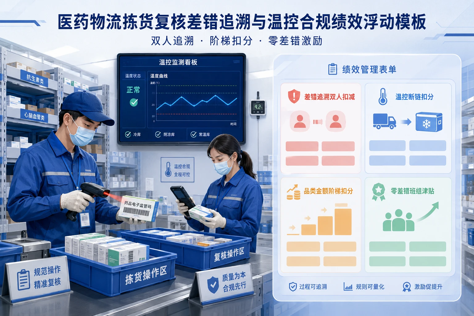 2026年医药物流拣货复核差错追溯与温控合规绩效浮动模板