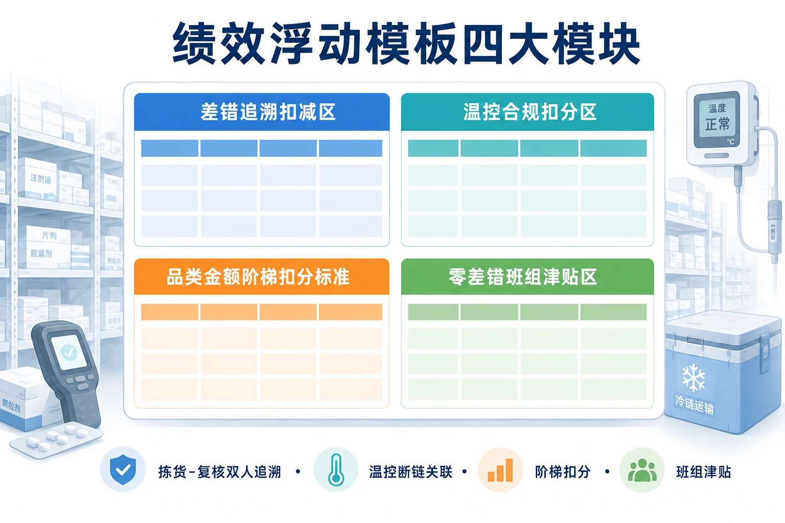 2026年医药物流拣货复核差错追溯与温控合规绩效浮动模板