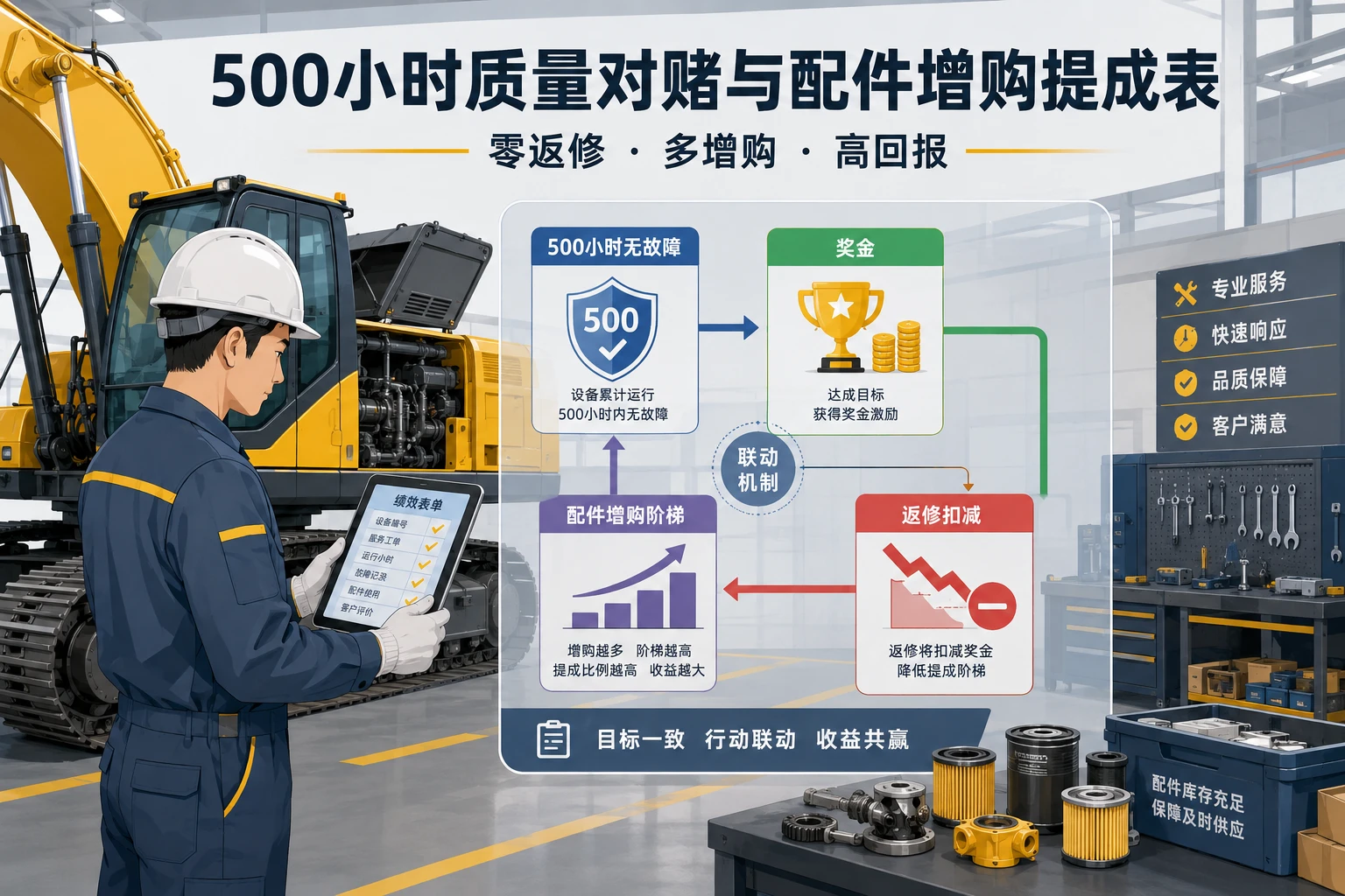 维修技师500小时质量对赌与配件增购提成表