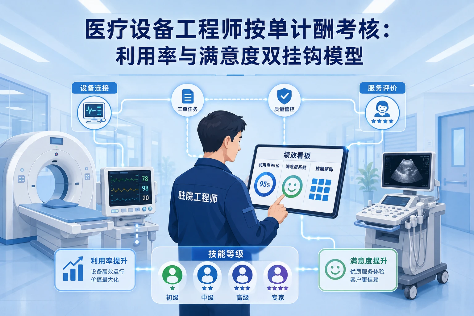 医疗设备工程师按单计酬考核:利用率与满意度双挂钩模型