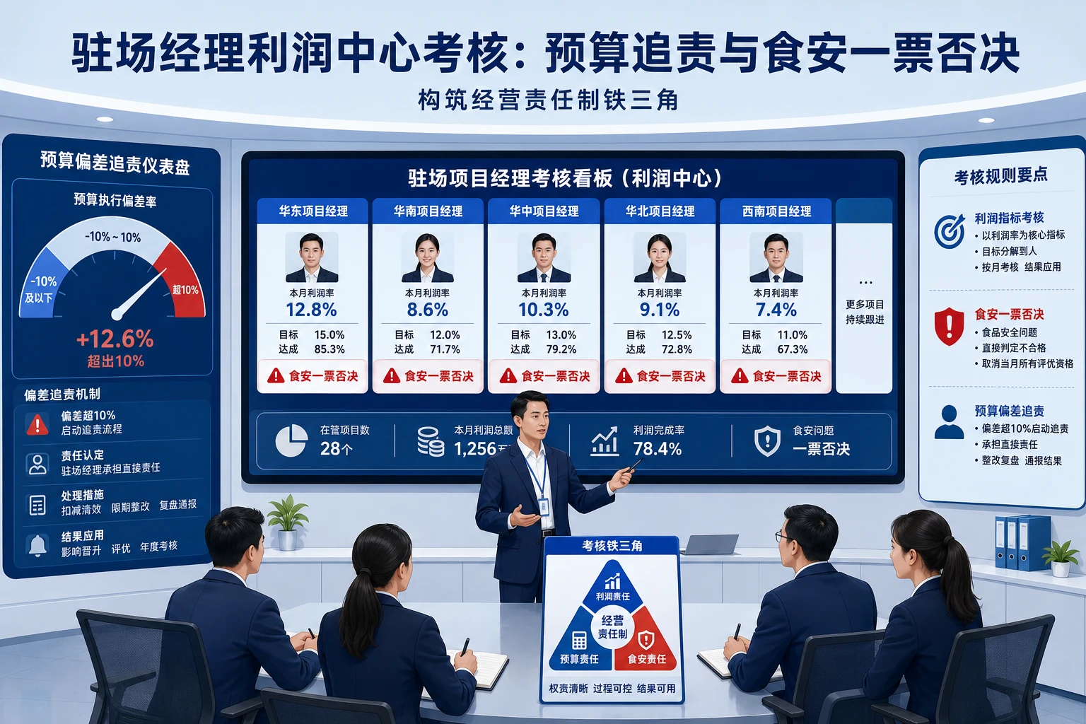 2026年连锁团餐驻场经理利润中心考核:预算偏差追责与食安一票否决