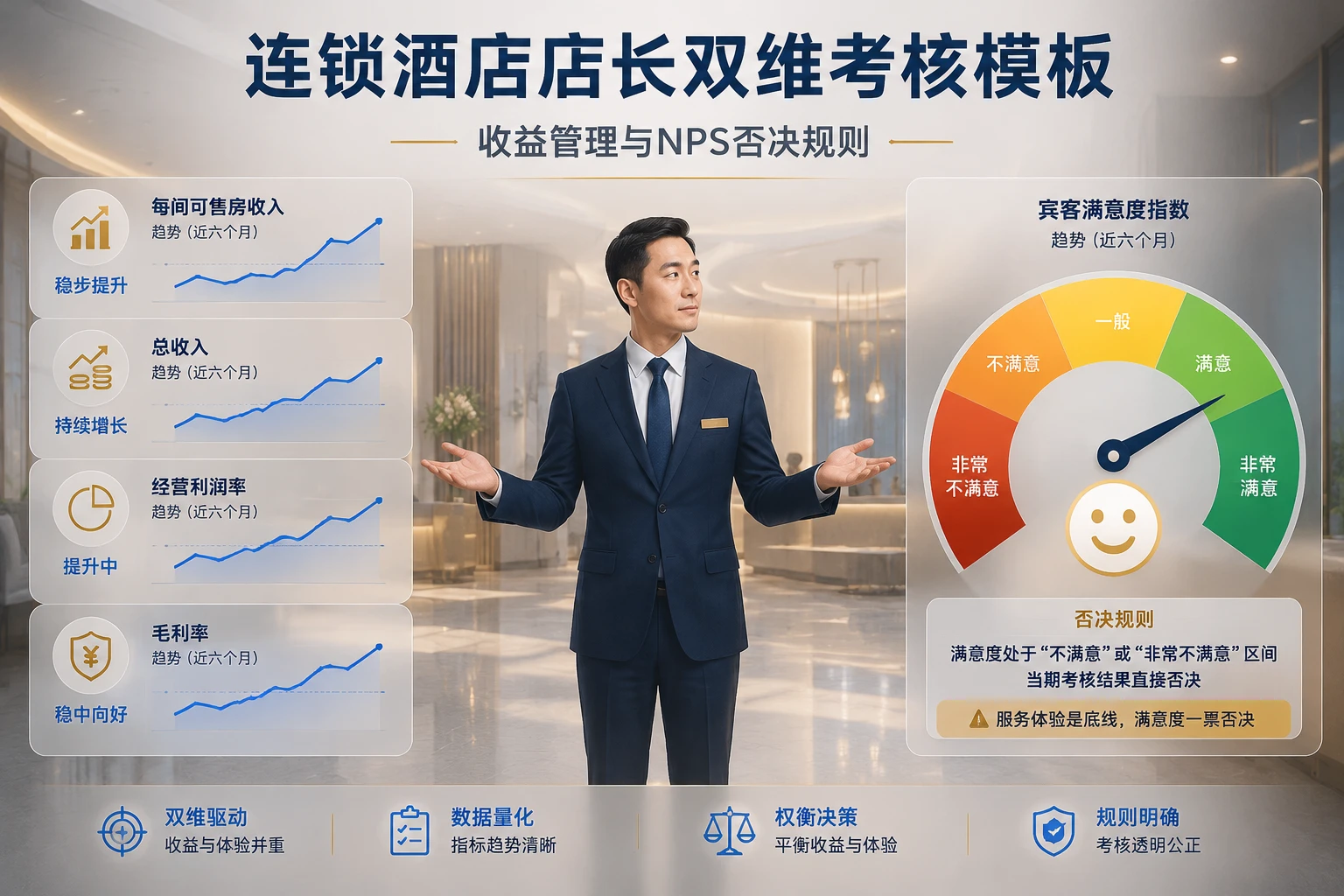 连锁酒店店长双维考核模板:收益管理与NPS否决规则