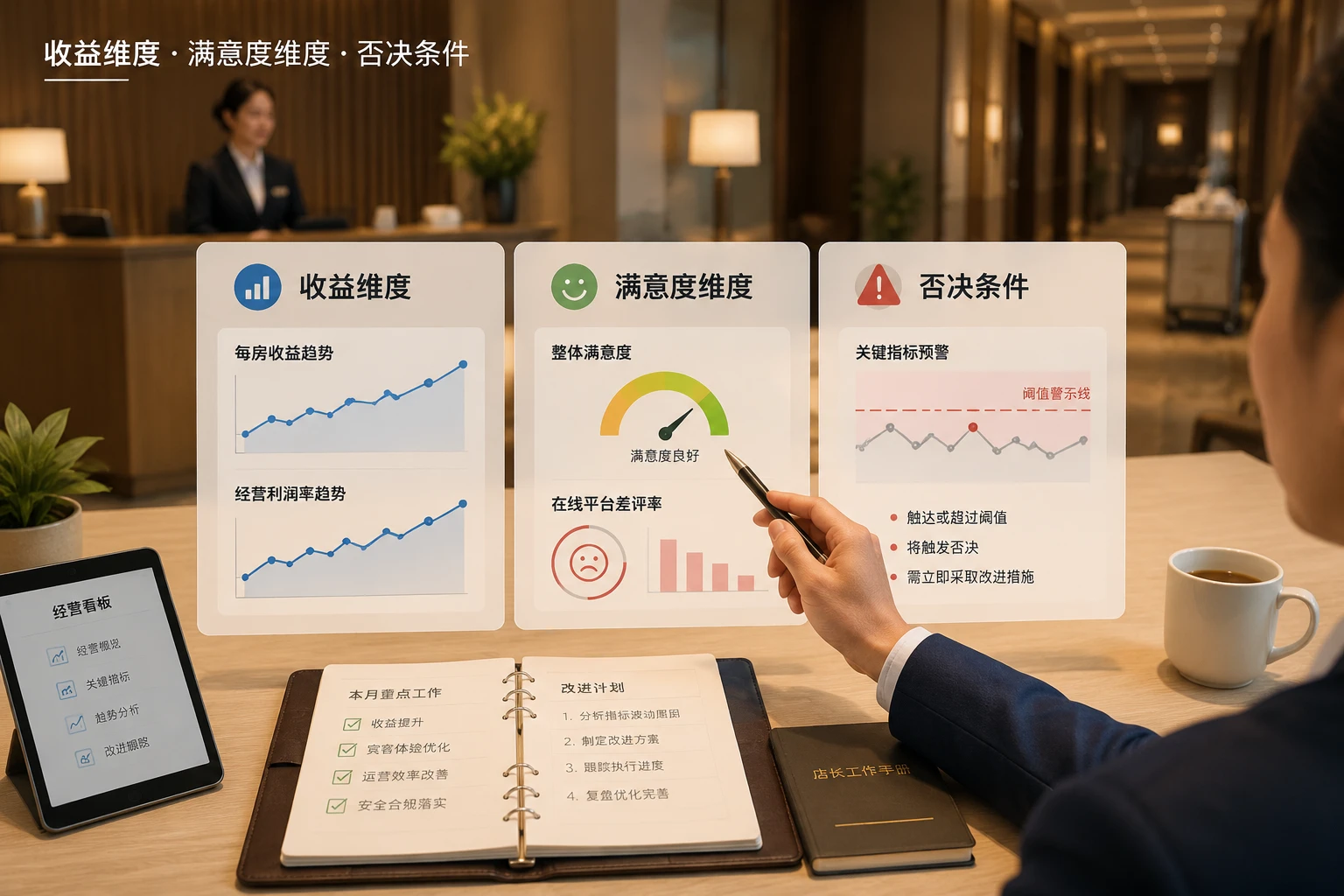 连锁酒店店长双维考核模板:收益管理与NPS否决规则