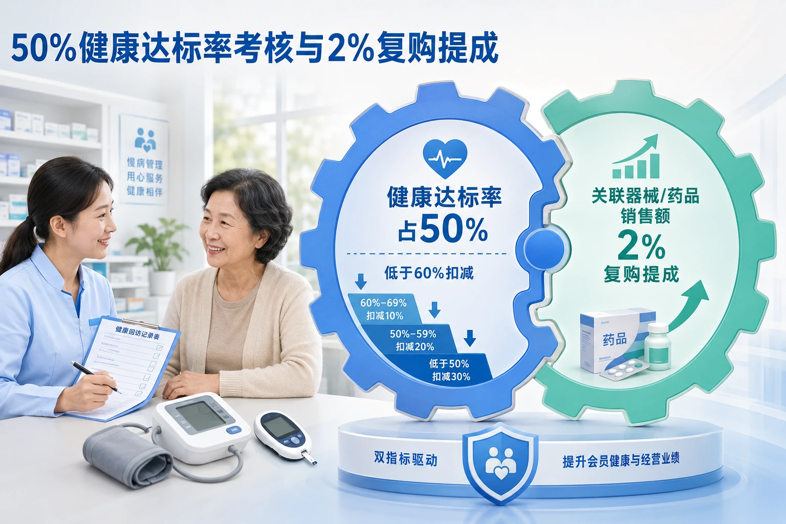连锁药店慢病专员健康达标与复购提成绩效方案