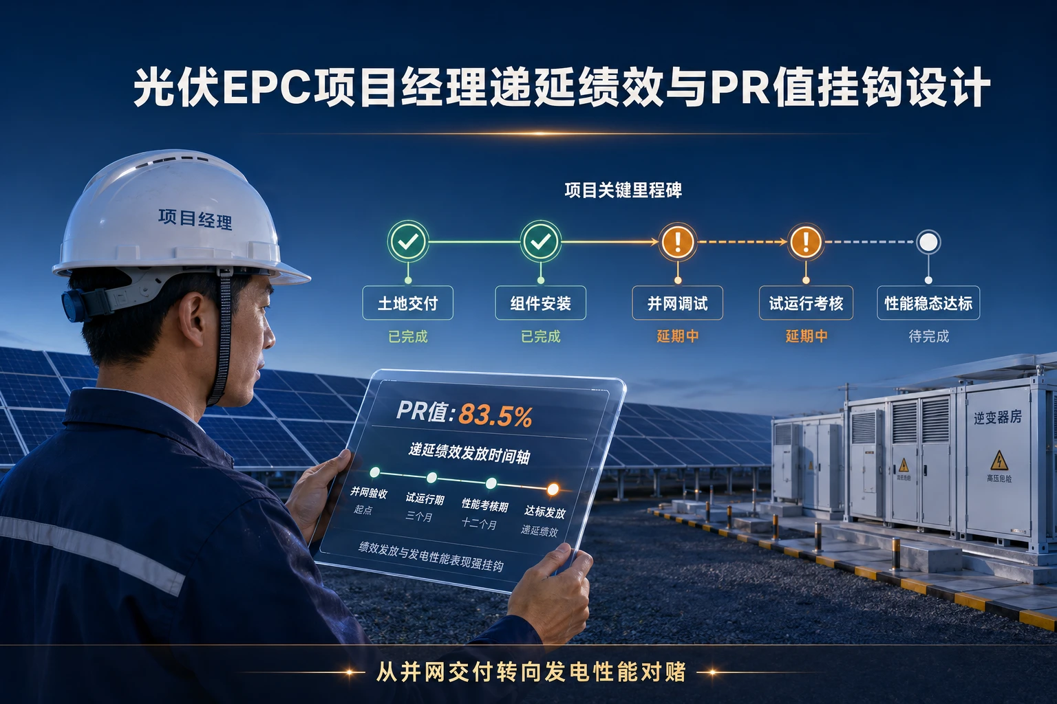 光伏EPC项目经理递延绩效设计:PR值挂钩规则与里程碑扣罚框架