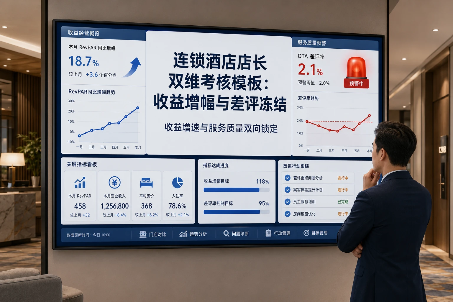 连锁酒店店长双维考核模板:客房收益增幅与差评冻结(2026年版)