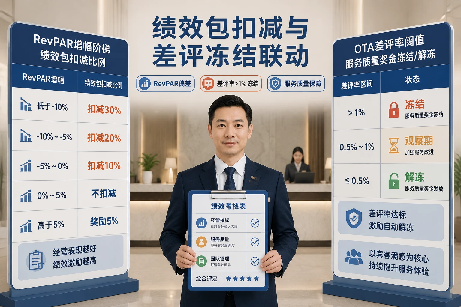 连锁酒店店长双维考核模板:客房收益增幅与差评冻结(2026年版)