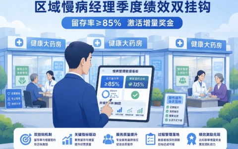 连锁药店区域慢病经理季度绩效双挂钩考核：留存率85%红线与增量签约方案