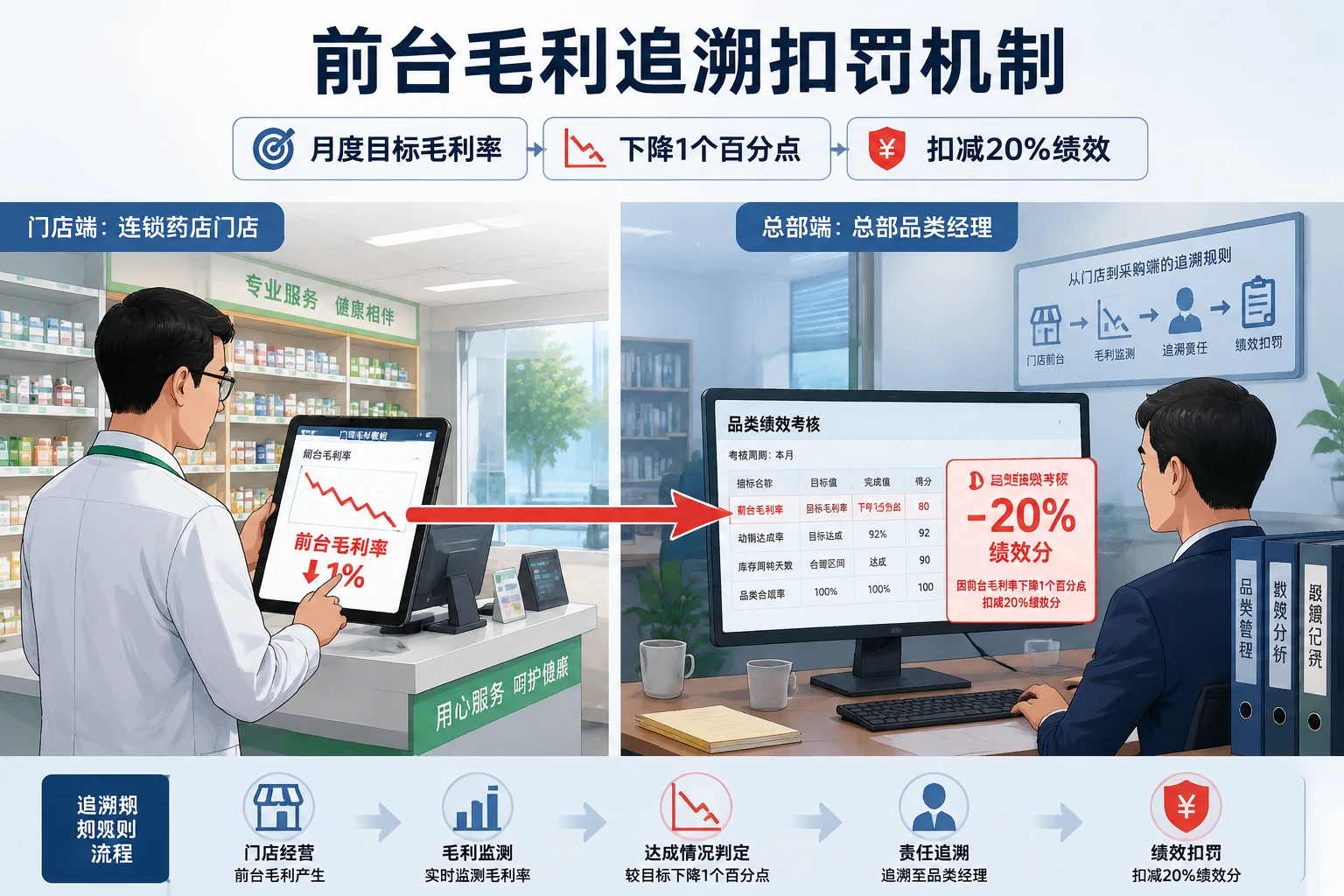 连锁零售品类经理库存毛利双维考核:结算价联动与年度追奖