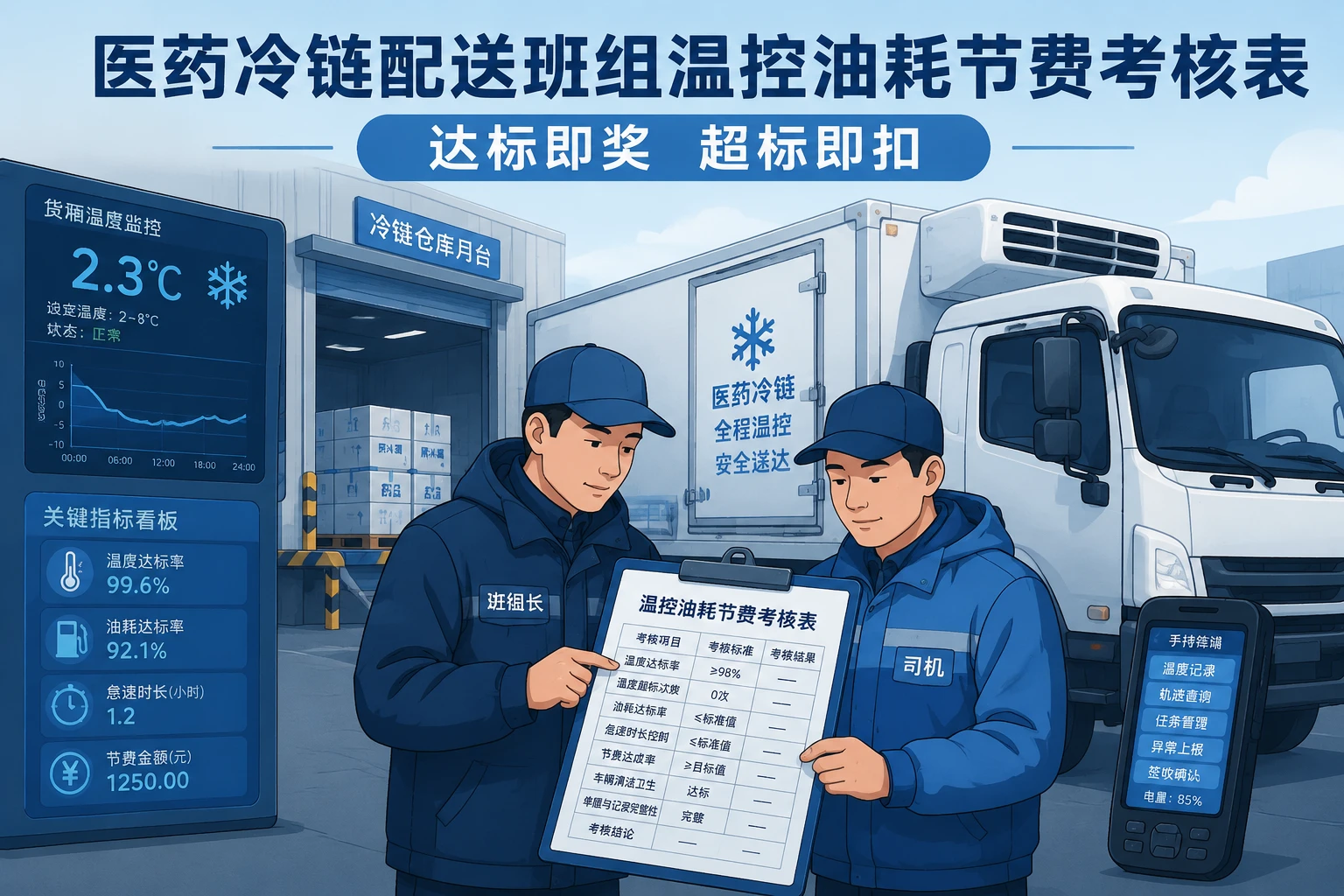 2026年医药冷链配送班组温控油耗节费考核表