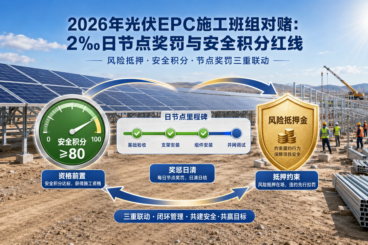 2026年光伏EPC施工班组对赌:2‰日节点奖罚与安全积分红线