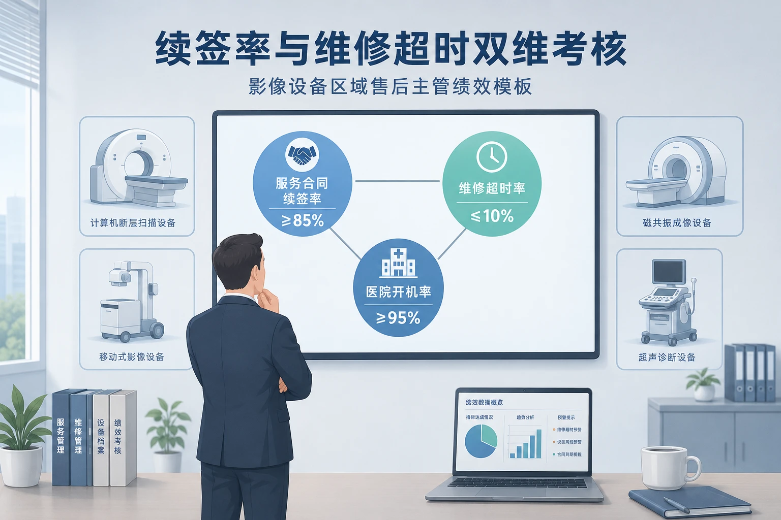 2026年影像设备区域售后主管绩效模板：续签率与维修超时双维考核