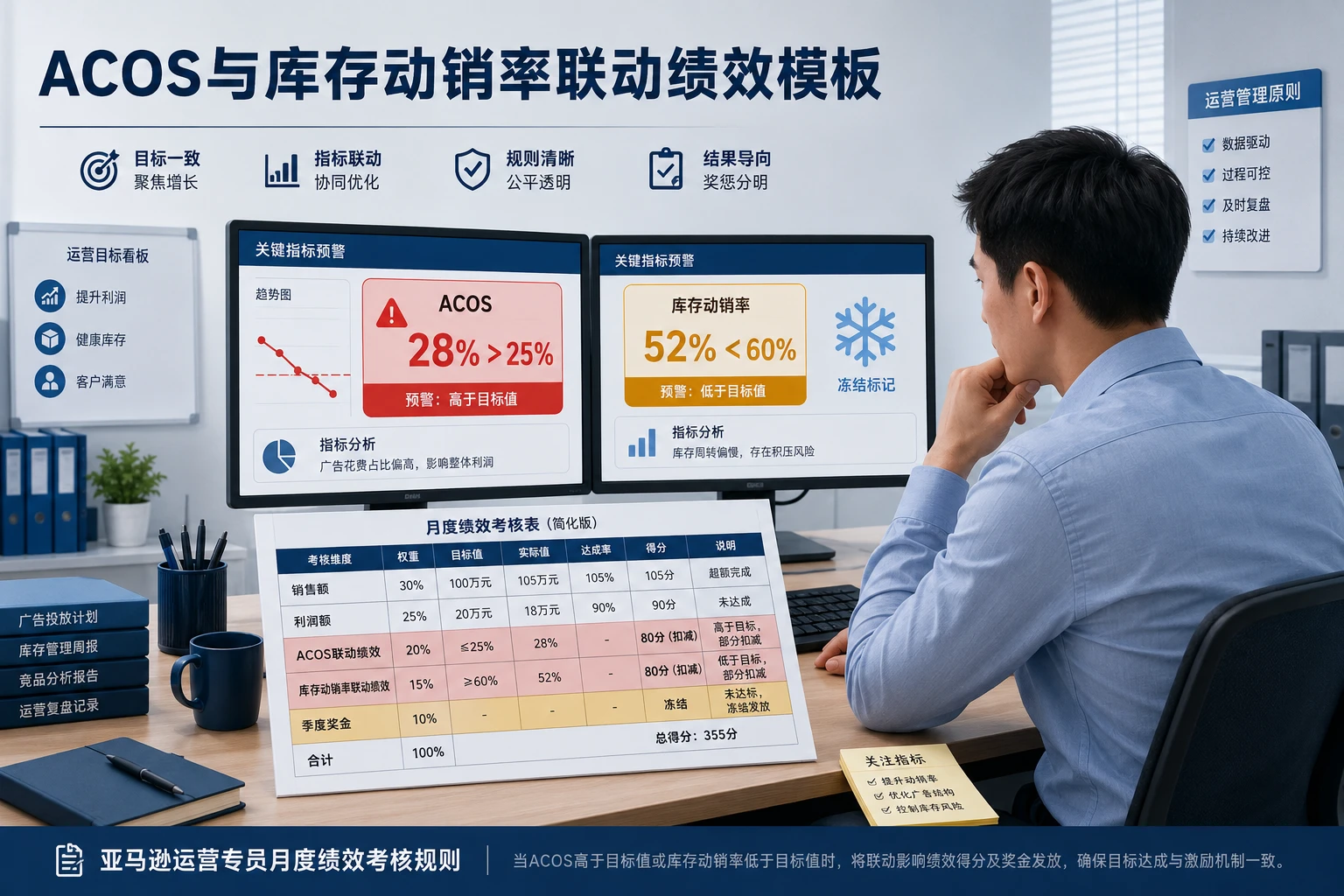 亚马逊运营专员ACOS与库存动销率联动绩效模板(2026年版)