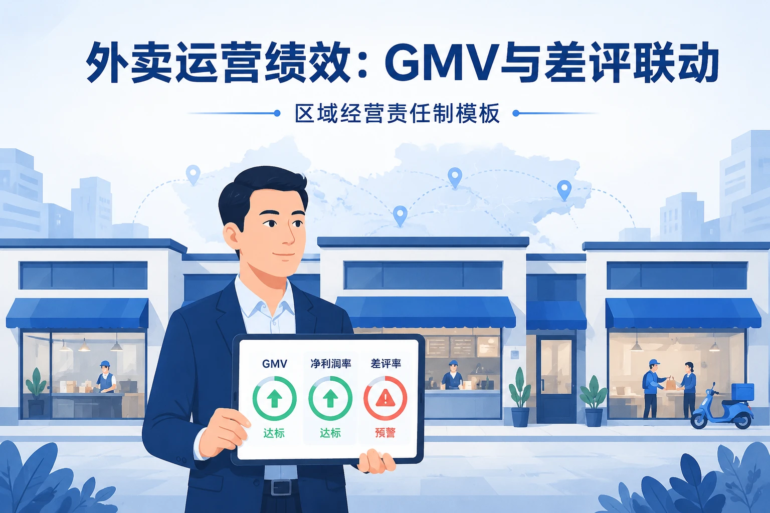 连锁餐饮外卖运营绩效模板:GMV与差评联动