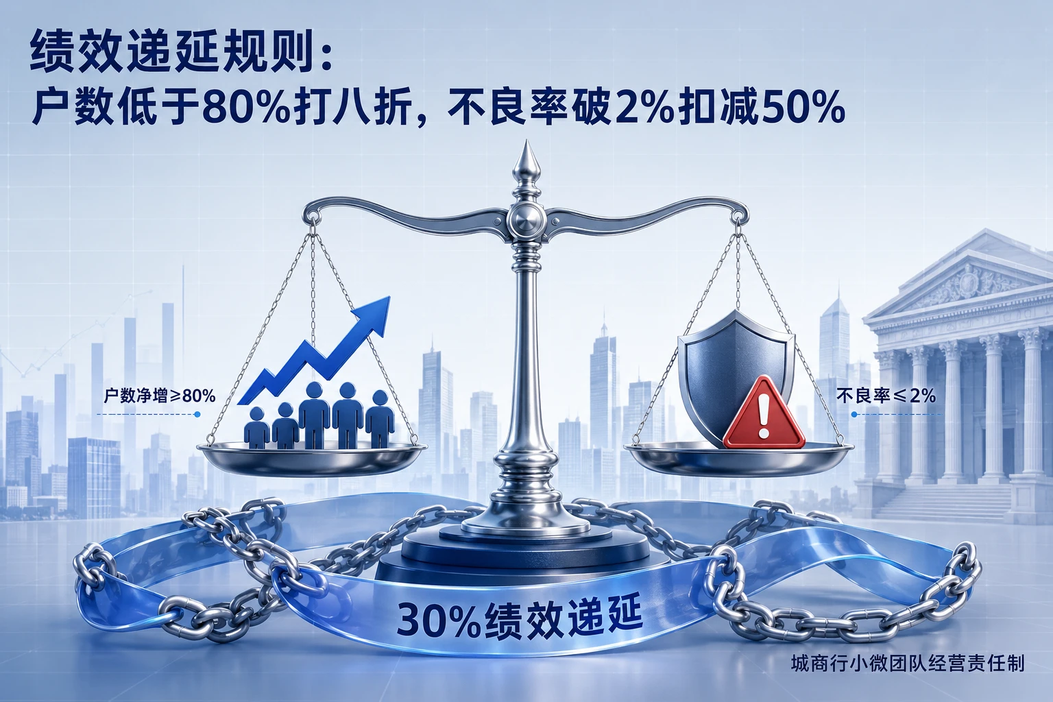 城商行小微团队绩效递延规则：户数低于80%打八折，不良率破2%扣减50%（2026年版）